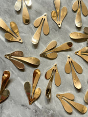 Mirror metal Gold Flower Cutout, earring bead jewelry making, 35mm jewelry, gold pendant floral 1 Hole Earring blanks golden metallic