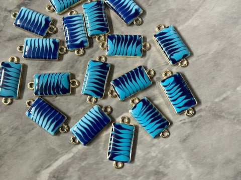 Blue Resin Swirl Rectangle blanks, 25mm necklace DIY blanks, earring bead jewelry making, gold beaded jewelry, gold earrings 2 Hole