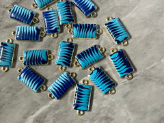 Blue Resin Swirl Rectangle blanks, 25mm necklace DIY blanks, earring bead jewelry making, gold beaded jewelry, gold earrings 2 Hole