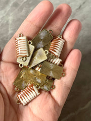 Coffee Cream Resin Swirl Rectangle blanks, 25mm necklace DIY blanks, earring bead jewelry making, gold beaded jewelry, gold earrings 2 Hole