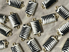 Black White Resin Swirl Rectangle blanks, 25mm necklace DIY blanks, earring bead jewelry making, gold beaded jewelry, gold earrings 2 Hole