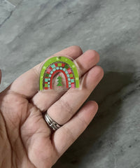 XL Christmas Print Rainbow Acrylic Blanks Cutout, earring jewelry making, drop blanks, 35mm animal print U shape half moon green red