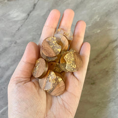 MINI Wood Grain + gold foil resin Beads, round cutout acrylic 25mm Earring Necklace pendant bead, one hole DIY wooden blanks brown