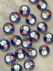 Winter Snowman Resin 12mm Druzy Cabochons, jewelry making kit earring set, diy jewelry Christmas studs, 12mm Druzy stud earrings