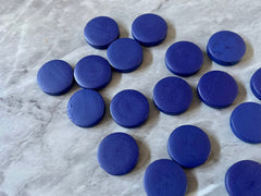 Blue Wood Painted 20mm Flat Round beads, chunky jewelry earrings, jewelry making, big Beads, hippie drop earrings mod boho rainbow