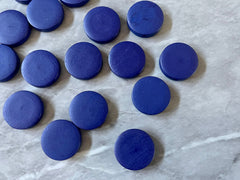 Blue Wood Painted 20mm Flat Round beads, chunky jewelry earrings, jewelry making, big Beads, hippie drop earrings mod boho rainbow