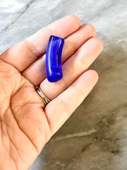 Acrylic curved tube beads, royal blue 34mm tube bracelet beads, resin tube beads accent statement bracelet, stretch bracelet beads