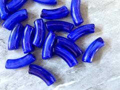 Acrylic curved tube beads, royal blue 34mm tube bracelet beads, resin tube beads accent statement bracelet, stretch bracelet beads