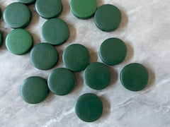 Green Wood Painted 20mm Flat Round beads, chunky jewelry earrings, jewelry making, big Beads, hippie drop earrings mod boho rainbow