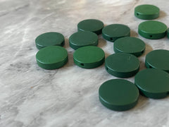 Green Wood Painted 20mm Flat Round beads, chunky jewelry earrings, jewelry making, big Beads, hippie drop earrings mod boho rainbow