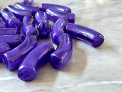 Acrylic curved tube beads, Dark Purple 34mm tube bracelet beads, resin tube beads accent statement bracelet, stretch bracelet beads