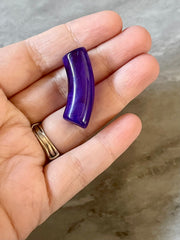 Acrylic curved tube beads, Dark Purple 34mm tube bracelet beads, resin tube beads accent statement bracelet, stretch bracelet beads