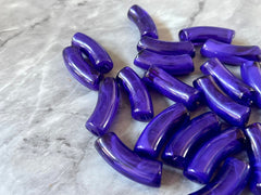 Acrylic curved tube beads, Dark Purple 34mm tube bracelet beads, resin tube beads accent statement bracelet, stretch bracelet beads