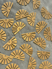 Gold sunburst 25mm with 1 hole for earrings circle blanks, DIY earring jewelry round gold, geometric boho long necklace earrings