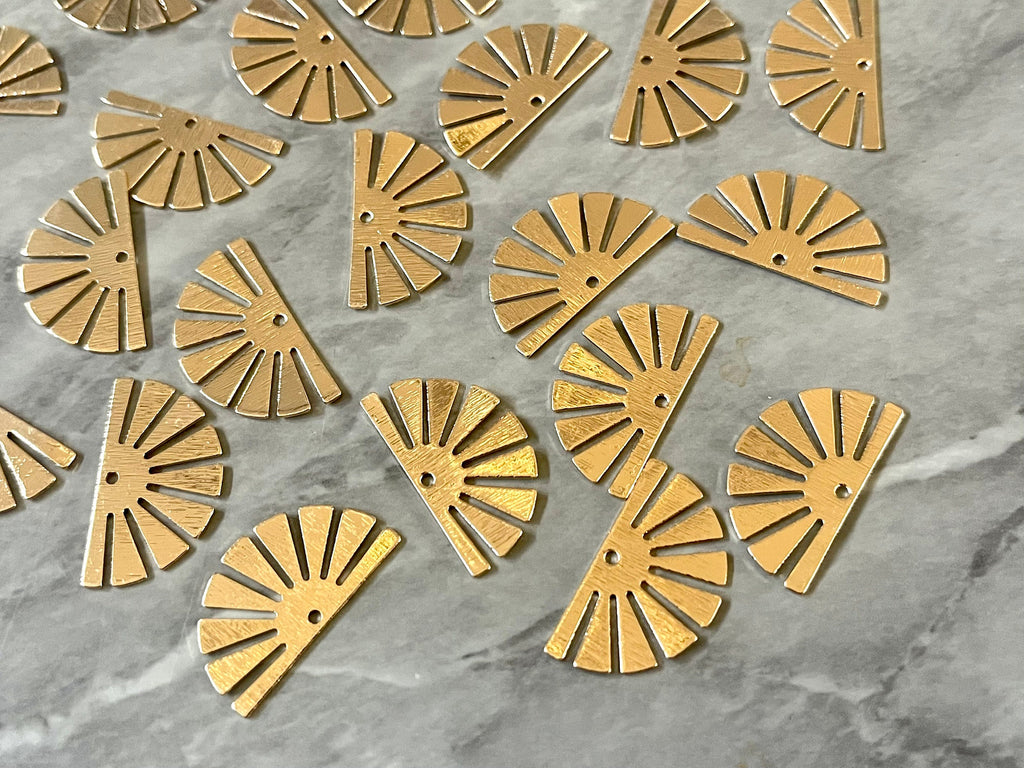 Gold sunburst 25mm with 1 hole for earrings circle blanks, DIY earring jewelry round gold, geometric boho long necklace earrings
