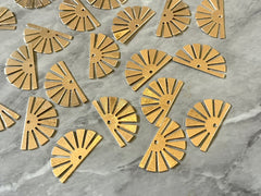 Gold sunburst 25mm with 1 hole for earrings circle blanks, DIY earring jewelry round gold, geometric boho long necklace earrings
