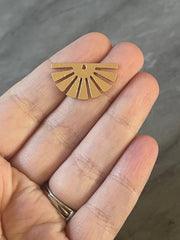 Gold sunburst 25mm with 1 hole for earrings circle blanks, DIY earring jewelry round gold, geometric boho long necklace earrings