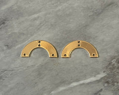 Gold sunburst 25mm with 4 hole for earrings half circle blanks, DIY earring jewelry round gold, geometric boho long necklace earrings