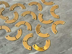 Gold sunburst 25mm with 4 hole for earrings half circle blanks, DIY earring jewelry round gold, geometric boho long necklace earrings