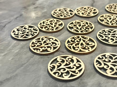 Laser Cut Flower earrings with 1 hole, 32mm round pendant necklace, wood teardrop blanks, wood earrings, painted earrings, wood jewelry