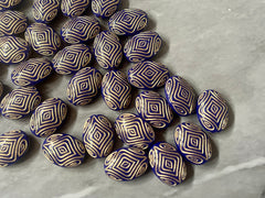 Navy Blue & Gold beads, Dark Blue Beads, 18mm Oval Beads, Big Acrylic beads, Big Beads, Bangle Beads, Wire Bangle, Beaded Jewelry