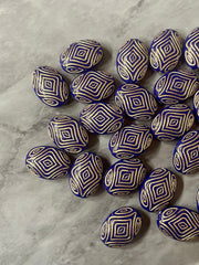 Navy Blue & Gold beads, Dark Blue Beads, 18mm Oval Beads, Big Acrylic beads, Big Beads, Bangle Beads, Wire Bangle, Beaded Jewelry