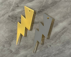 Gold Mirror Earring Blanks, Lightening Bolt 55mm Pairs, Gold blanks, weather jewelry, laser cut acrylic blanks, jewelry blanks