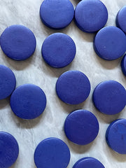 Blue Wood Painted 20mm Flat Round beads, chunky jewelry earrings, jewelry making, big Beads, hippie drop earrings mod boho rainbow