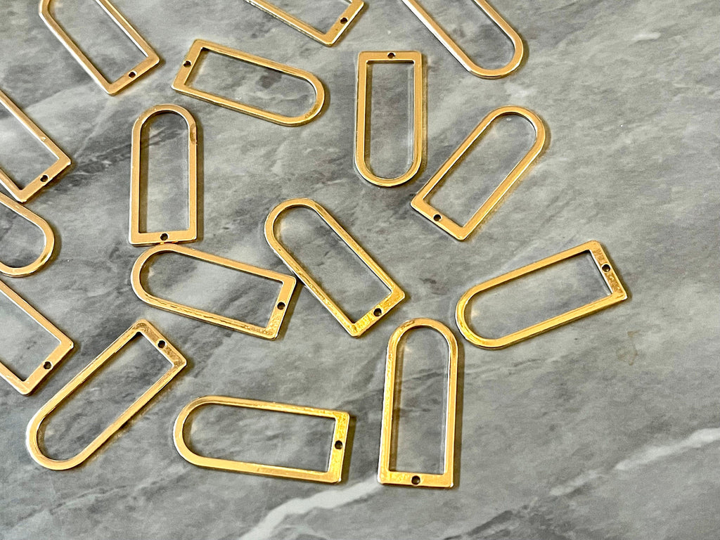 Gold rainbow shape 30mm with 1 hole for earrings circle blanks, DIY earring jewelry round gold, geometric boho long necklace earrings