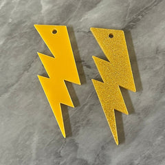 Gold Glitter Earring Blanks, Lightening Bolt 55mm Pairs, Gold blanks, weather jewelry, laser cut acrylic blanks, jewelry blanks