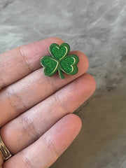 Shamrock Acrylic Earring Blanks, acrylic blanks, green glitter jewelry, resin earrings, lucite earring blanks, St. Patricks Day, green jewel
