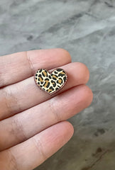 Leopard Heart Acrylic Earring Blanks, blank brown glitter jewelry, resin earrings, lucite earring blanks, leopard print animal print love