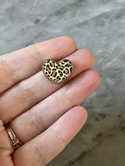 Leopard Heart Acrylic Earring Blanks, blank brown glitter jewelry, resin earrings, lucite earring blanks, leopard print animal print love