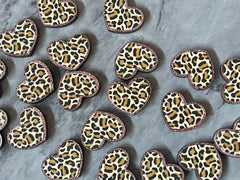 Leopard Heart Acrylic Earring Blanks, blank brown glitter jewelry, resin earrings, lucite earring blanks, leopard print animal print love