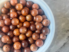Round Grain Wood Beads, circle beads 12mm beads, craft supplies, bangle bracelets earrings or necklaces, brown jewelry circular