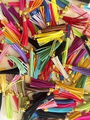 WHOLESALE Pieces 3.5 Inch Extra Long Gold Capped Suede Tassels Jewelry Supplies Monogram Keychain Suede Metallic, sale clearance beads