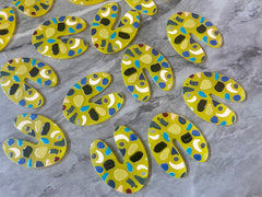 Yellow Terrazzo Rainbow Mosaic Beads, U cutout acrylic 40mm Earring Necklace pendant bead one hole top, acrylic circular jewelry black blue