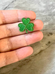 Shamrock Acrylic Earring Blanks, acrylic blanks, green glitter jewelry, resin earrings, lucite earring blanks, St. Patricks Day, green jewel