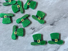 Leprechaun Acrylic Earring Blanks, blank green glitter jewelry, resin earrings, lucite earring blanks, St. Patricks Day, green jewel