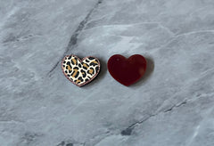 Leopard Heart Acrylic Earring Blanks, blank brown glitter jewelry, resin earrings, lucite earring blanks, leopard print animal print love