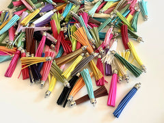 WHOLESALE Pieces 3.5 Inch Extra Long Silver Capped Suede Tassels Jewelry Supplies Monogram Keychain Suede Metallic, sale clearance beads