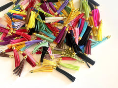 WHOLESALE Pieces 3.5 Inch Extra Long Gold Capped Suede Tassels Jewelry Supplies Monogram Keychain Suede Metallic, sale clearance beads