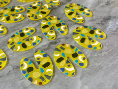 Yellow Terrazzo Rainbow Mosaic Beads, U cutout acrylic 40mm Earring Necklace pendant bead one hole top, acrylic circular jewelry black blue