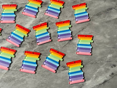Rainbow Stripe Acrylic Blanks Cutout, earring pendant jewelry making, 35mm jewelry, 1 Hole earring blanks, book stack stairs colorful