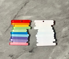 Rainbow Stripe Acrylic Blanks Cutout, earring pendant jewelry making, 35mm jewelry, 1 Hole earring blanks, book stack stairs colorful