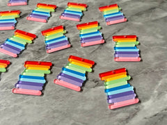 Rainbow Stripe Acrylic Blanks Cutout, earring pendant jewelry making, 35mm jewelry, 1 Hole earring blanks, book stack stairs colorful