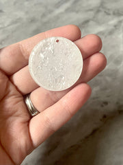 White Crinkle Shiny Acrylic Blanks Cutout, Circle blanks, earring pendant jewelry making, 35mm circle jewelry, 1 Hole circle bangle pendant