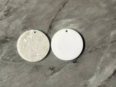 White Crinkle Shiny Acrylic Blanks Cutout, Circle blanks, earring pendant jewelry making, 35mm circle jewelry, 1 Hole circle bangle pendant