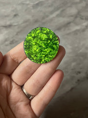 Green Crinkle Shiny Acrylic Blanks Cutout, Circle blanks, earring pendant jewelry making, 35mm circle jewelry, 1 Hole circle bangle pendant