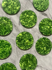 Green Crinkle Shiny Acrylic Blanks Cutout, Circle blanks, earring pendant jewelry making, 35mm circle jewelry, 1 Hole circle bangle pendant